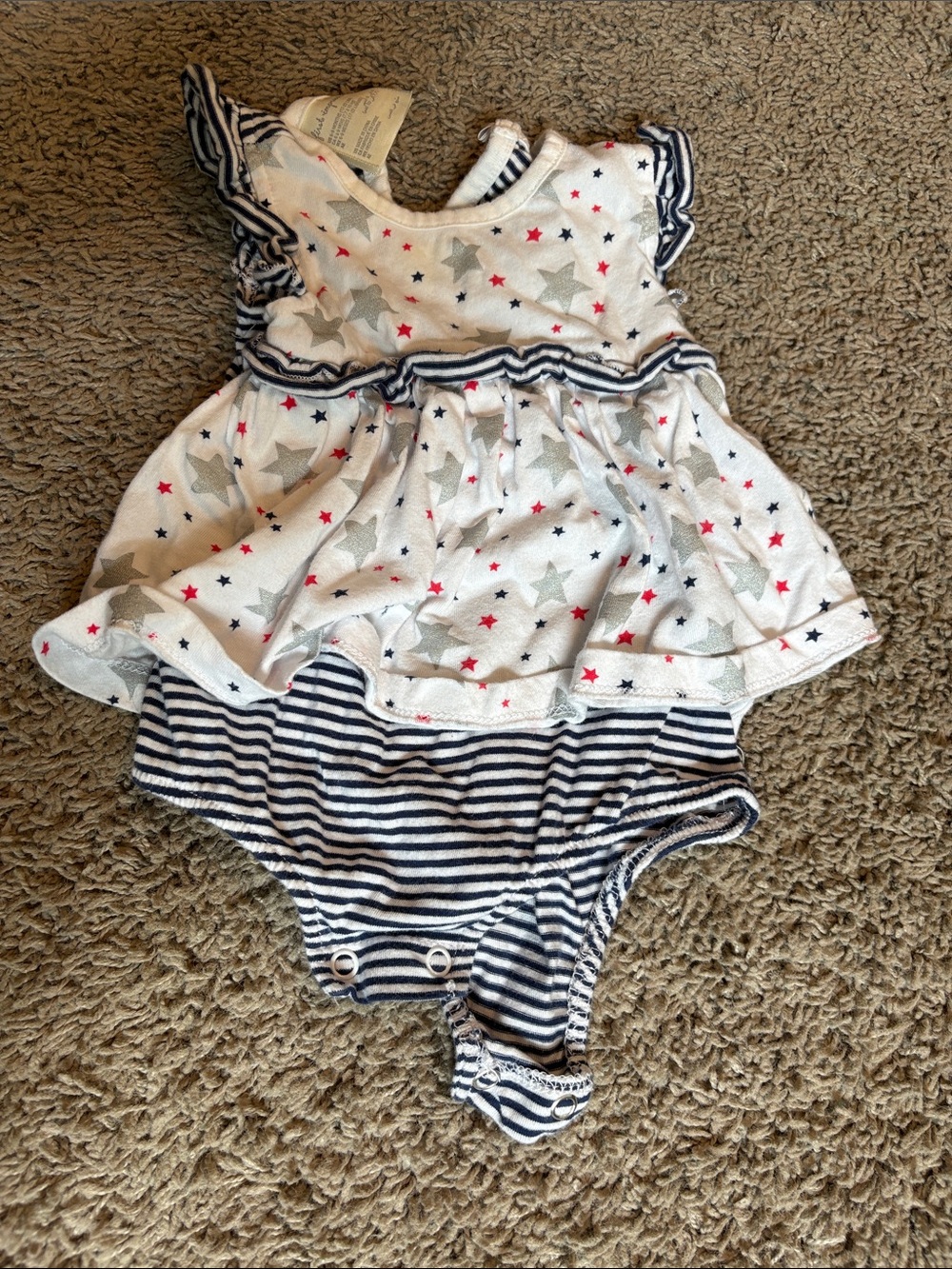 Fourth of July red white and blue onesie dress